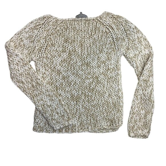Sportmax Sweater Ladies Cable Knit Chunky Cream and Tan Size MED Made in Italy - Picture 2 of 6